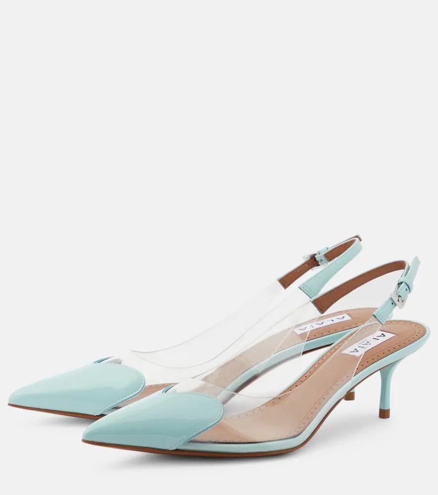 Alaia Le C√Ö¬ìur patent leather and PU slingback pumps