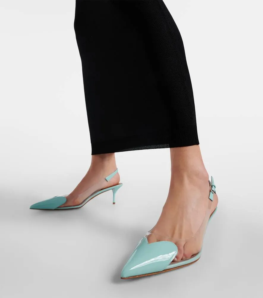Alaia Le C√Ö¬ìur patent leather and PU slingback pumps