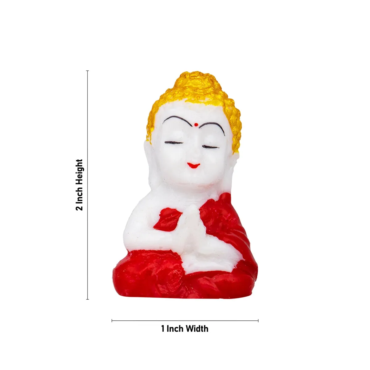 Baby Buddha Statue Set - 2 x 1 Inches | 4 Pcs/ Marble Dust Murti/ Sitting Buddha Murti for Home