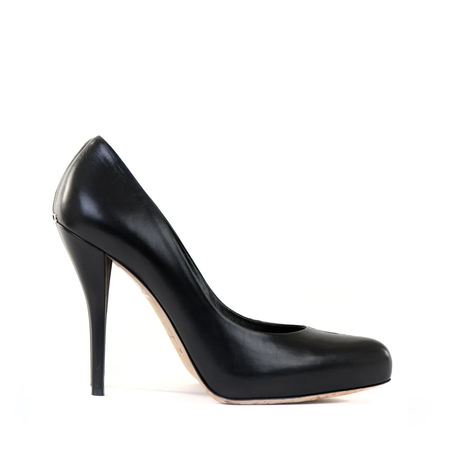 Black Leather Pointed Courts