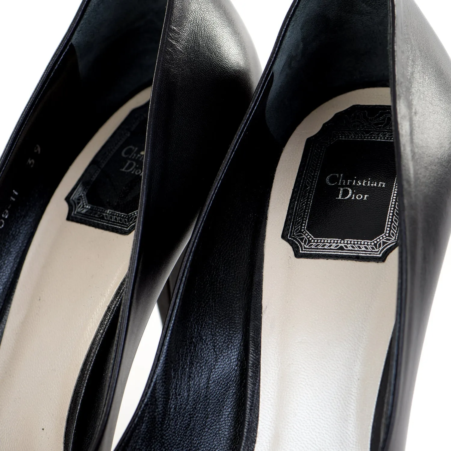 Black Leather Pointed Courts