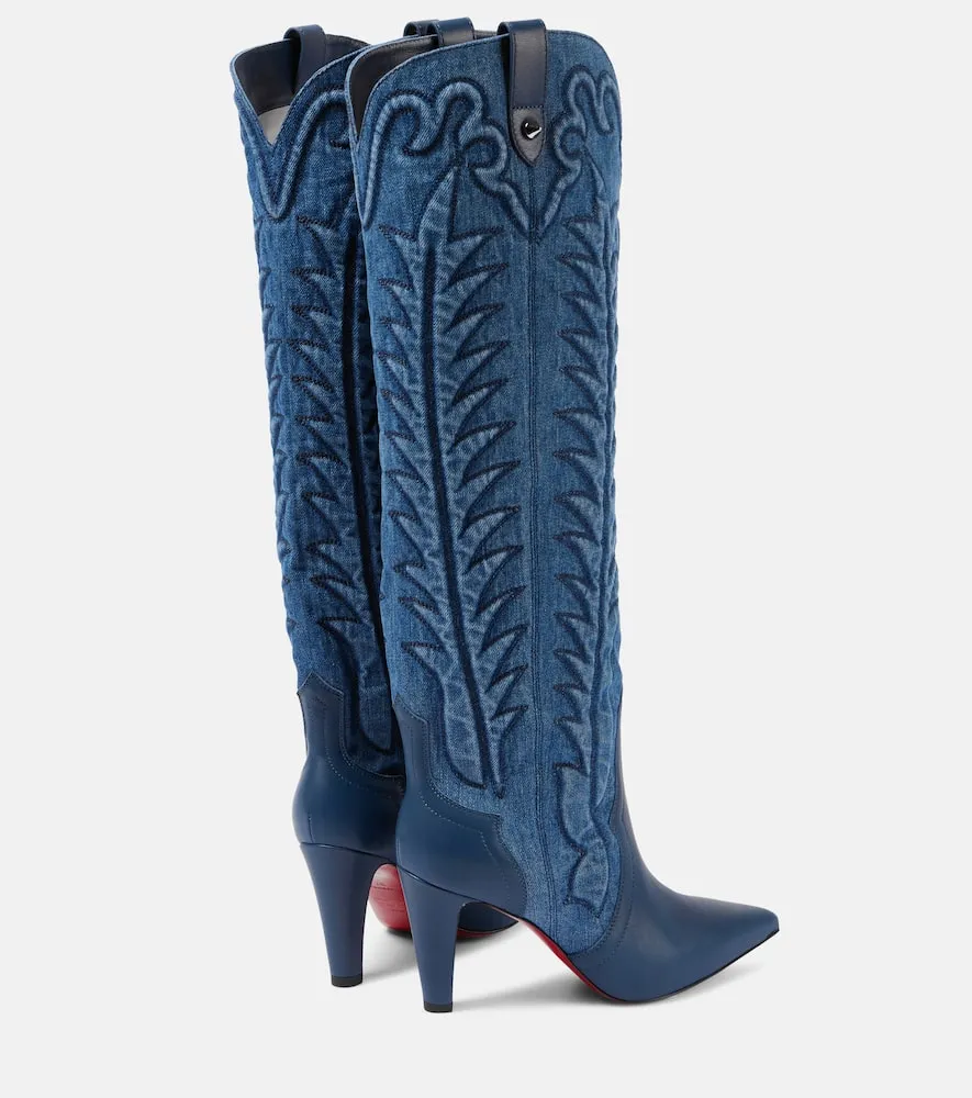 Christian Louboutin Santia Botta 85 denim and leather boots