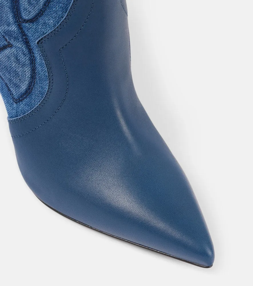 Christian Louboutin Santia Botta 85 denim and leather boots