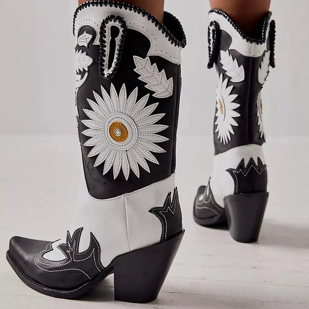 Crocus Sun Flower Printed Boots