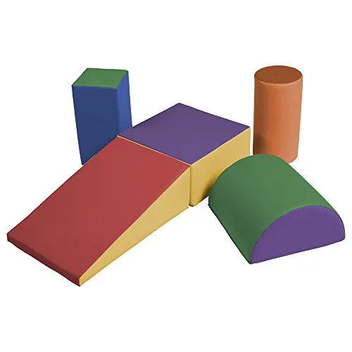 ECR4Kids SoftZone Climb and Crawl Activity Play Set, Lightweight Foam Shapes for Climbing, Crawling and Sliding, Safe Foam Playset for Toddlers and Preschoolers, 5-Piece Set, Primary