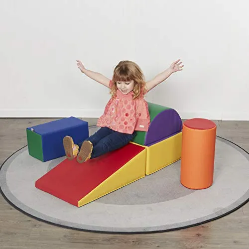 ECR4Kids SoftZone Climb and Crawl Activity Play Set, Lightweight Foam Shapes for Climbing, Crawling and Sliding, Safe Foam Playset for Toddlers and Preschoolers, 5-Piece Set, Primary