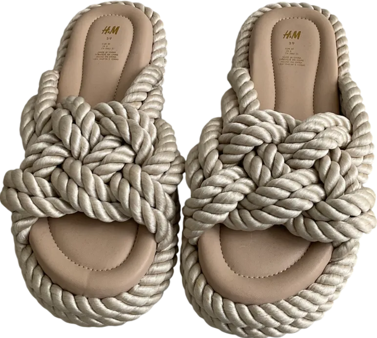 H&M Beige Rope Slides UK 6 EU 39 👠