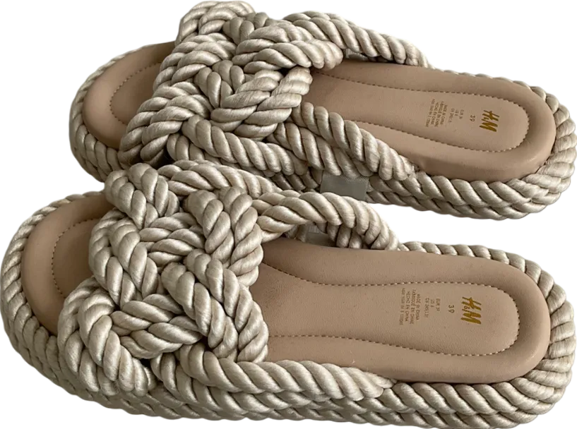 H&M Beige Rope Slides UK 6 EU 39 👠