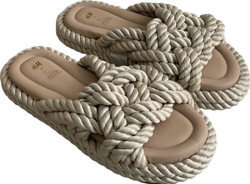 H&M Beige Rope Slides UK 6 EU 39 👠