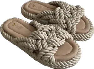 H&M Beige Rope Slides UK 6 EU 39 👠