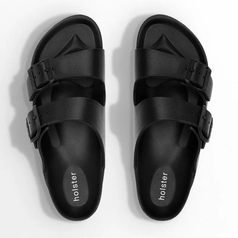 Holster Sundreamer Double Buckle Slip-on Sandals - Black
