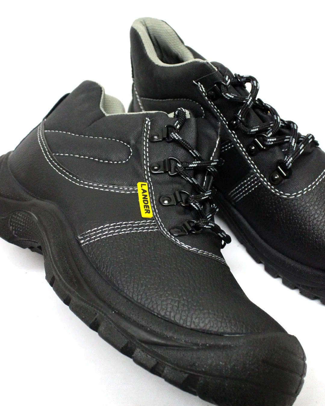 LANDER Leather Safety Steel Toe Black Boot