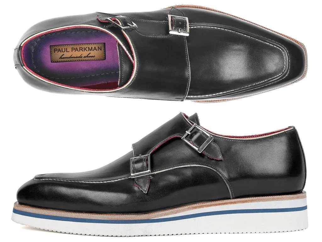 Paul Parkman Men's Casual Double Monkstrap, Black