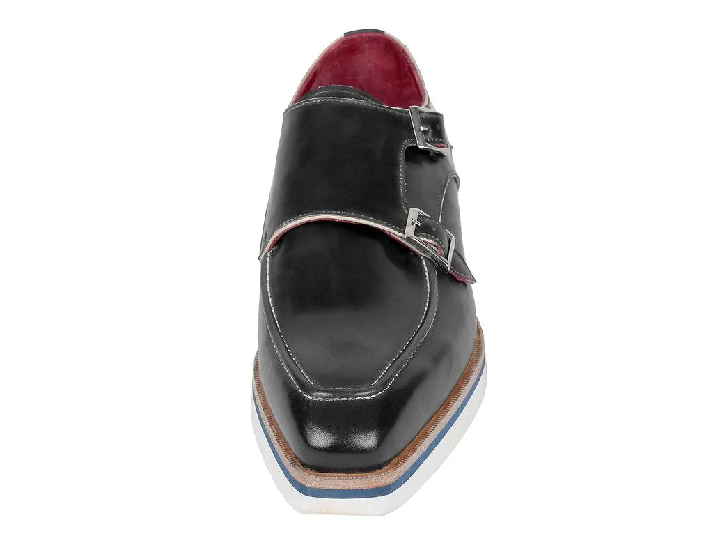 Paul Parkman Men's Casual Double Monkstrap, Black