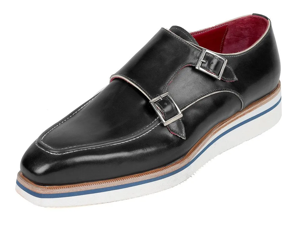 Paul Parkman Men's Casual Double Monkstrap, Black