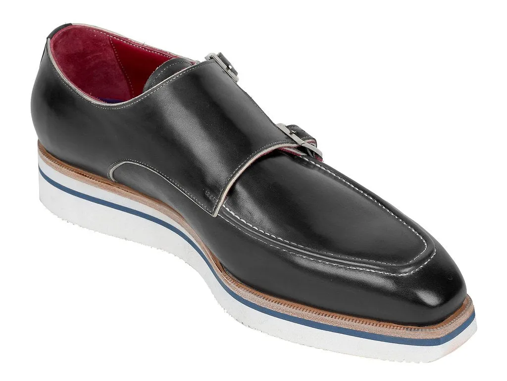 Paul Parkman Men's Casual Double Monkstrap, Black