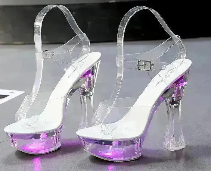 Sandals Feminine Transparent Crystal Platform High Heels Wedge Shoes