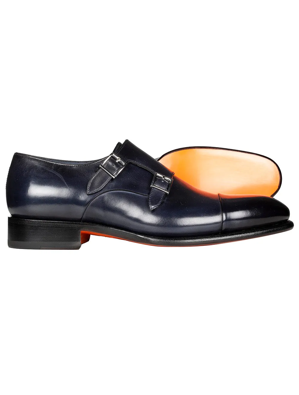SANTONI Double Monk Shoe Navy
