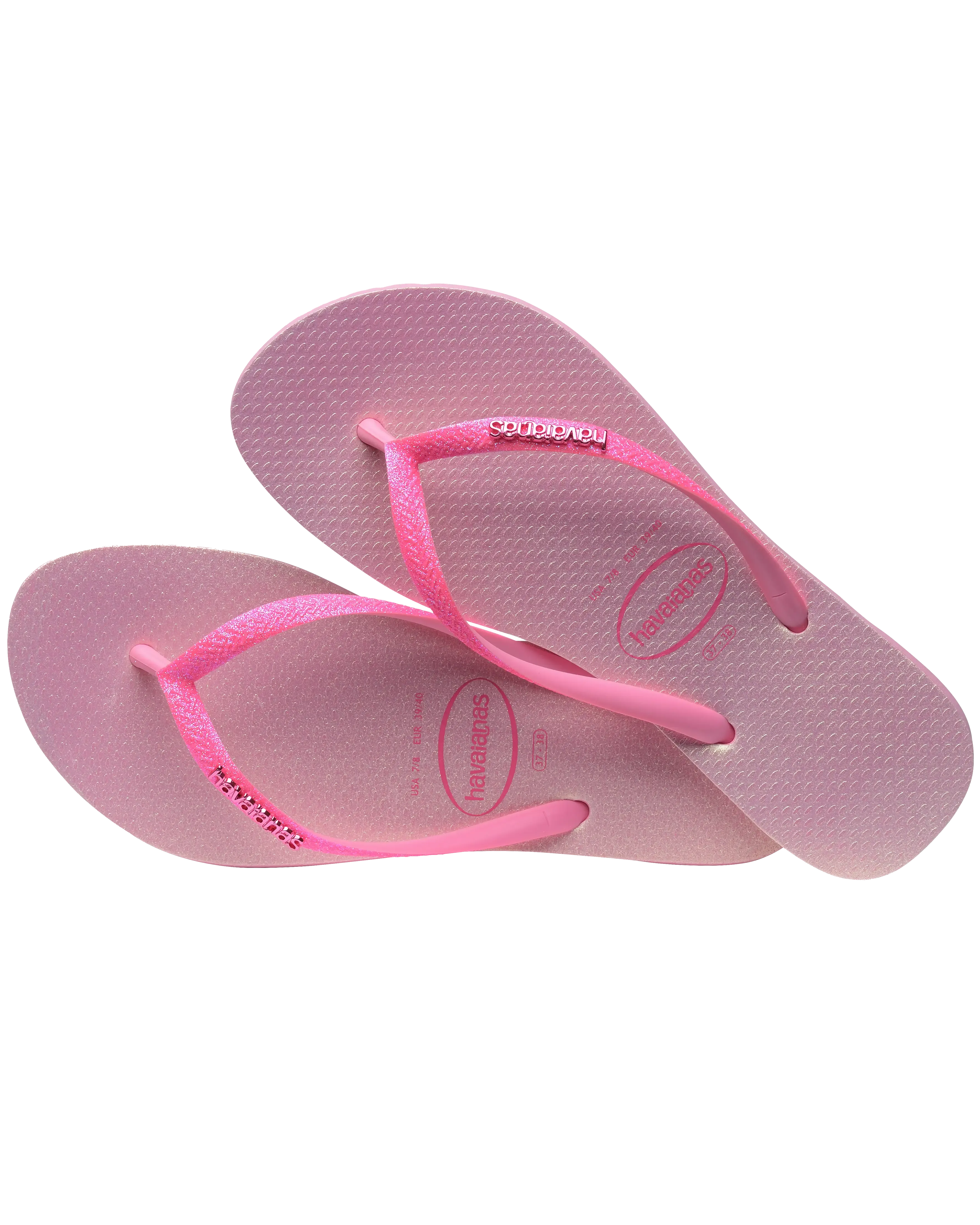 Slim Glitter Iridescent Flip Flops in Pink Lemonade