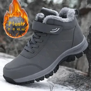 Winter Unisex Boots Waterproof Plush Leather